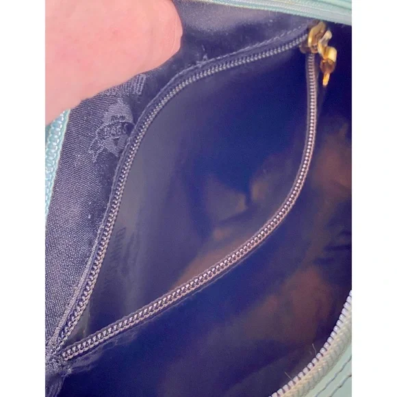 Moschino Couture Tiffany Blue Patent Leather Bowler Bag w/ Crossbody Strap